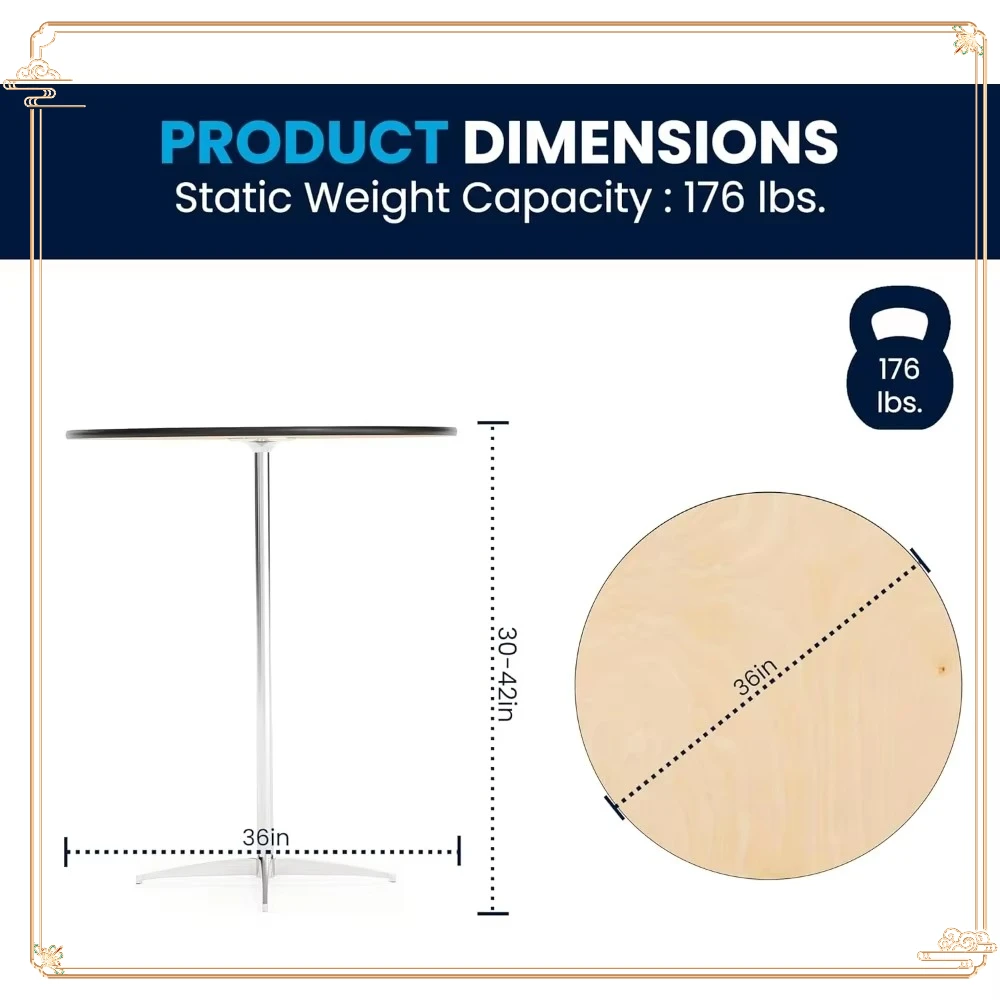 Versatile 36" Round Cocktail Table, Two Height Columns. Natural Wood Design for Bar, Lounge, Living Room.