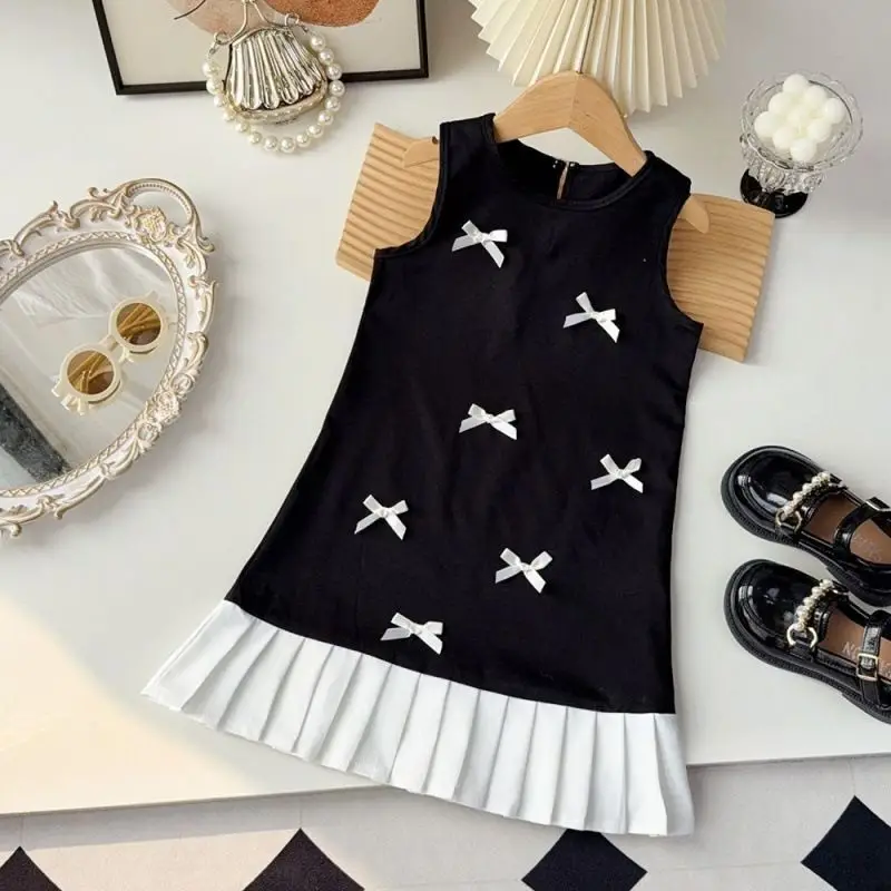 

Girls Summer Dress 2023 New Girls Summer Bow Fashionable Princess Dress Polo Little Girls Cartoon Beautiful Dress Kids Clothing