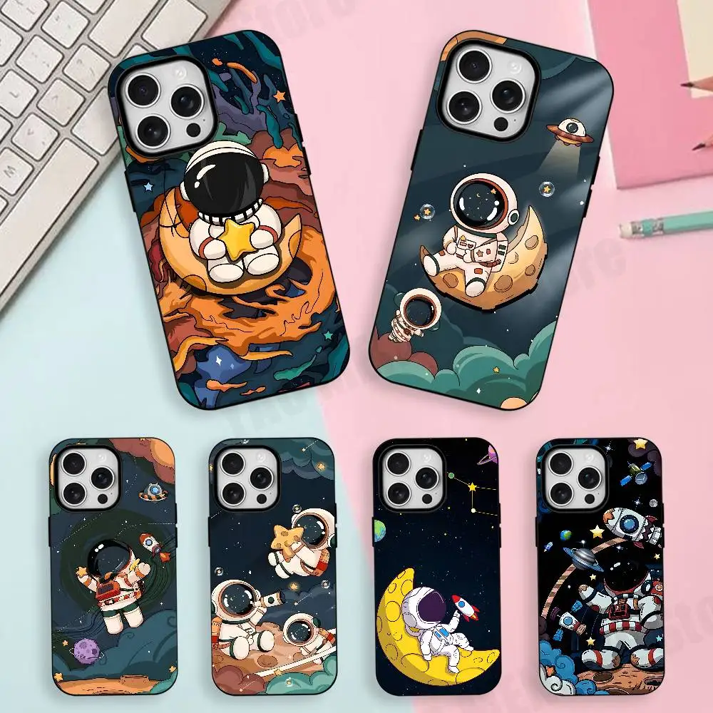 

Cool Astronaut Illustrations Frosted Soft For Phone Case For Iphone 11,12,13,14,15,16,17 Pro Max Wireless Charge Magnetic Cover