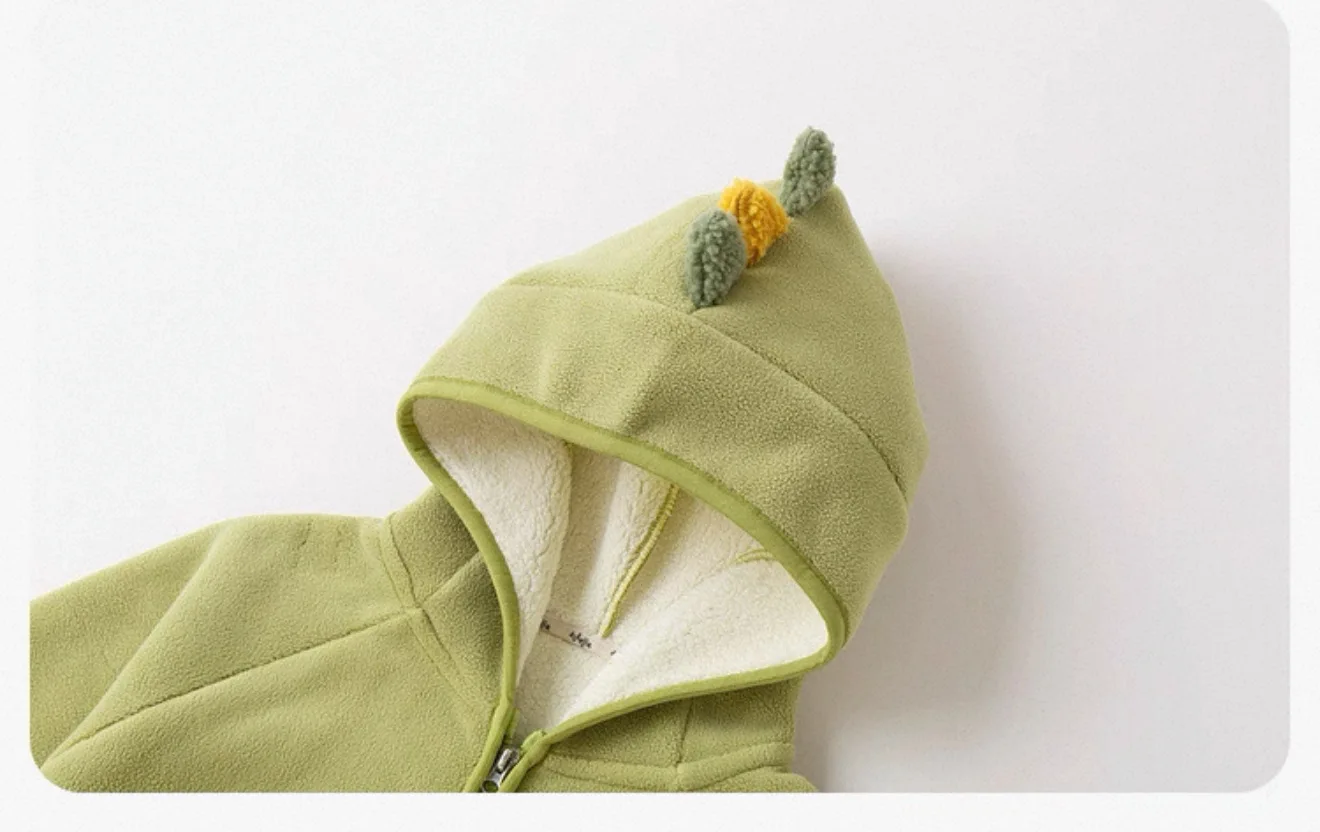 2026 Herbst Winter Kinder Fleece Kapuzenjacke Baby Junge Mädchen Cartoon Dinosaurier Verdickte Warme Oberbekleidung Kinderkleidung Winddichter Mantel – Detail 22