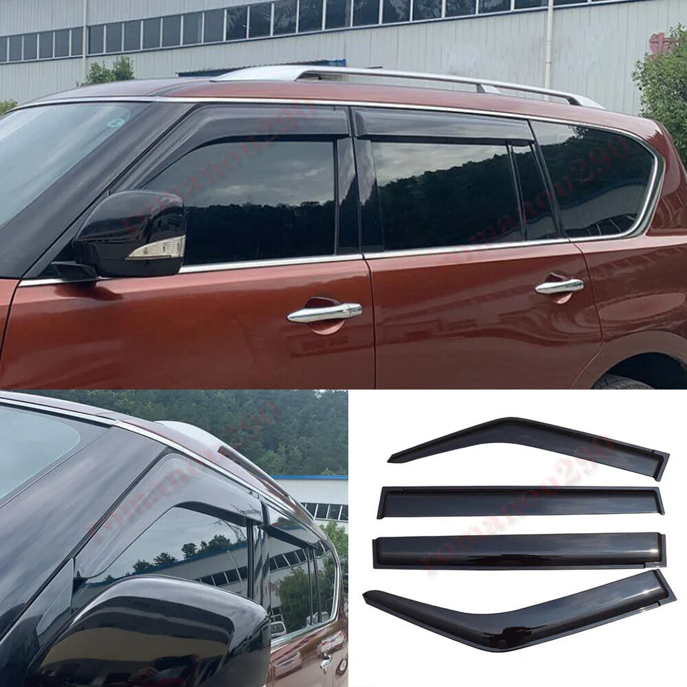 For Infiniti QX80 2015-2021 Smoky Black Window Visor Vent Shades Sun Rain Guard