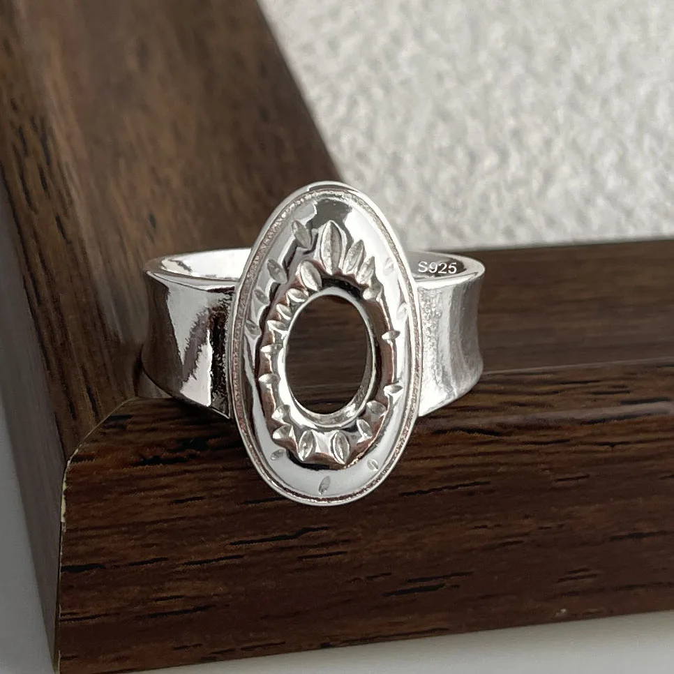Women's 925 Sterling Silver Handmade Simple Flower Bow Heart Ring