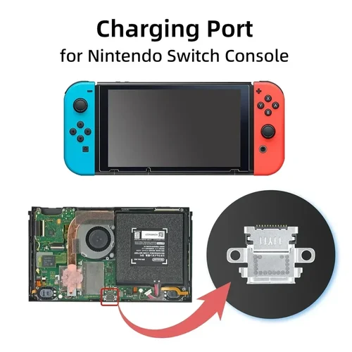 Imagen 2 del producto Puerto de toma de carga tipo C, conector de alimentación USB, base de puerto de carga para consolas de juegos Nintendo Switch NS Lite NS OLED, 2/5/10 Uds.