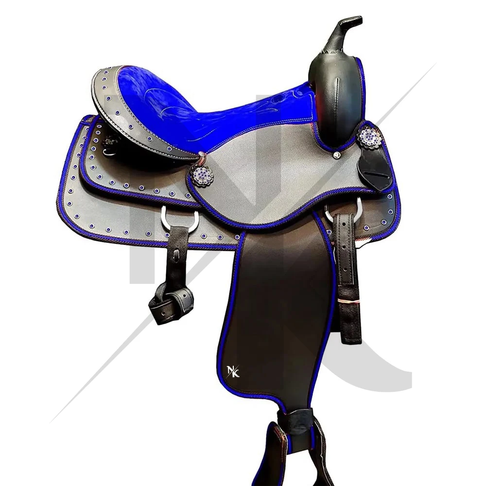 Premium Denim Saddle Western Riding Equestrian Equipment Leather Ranch Saddle Custom Manufacture