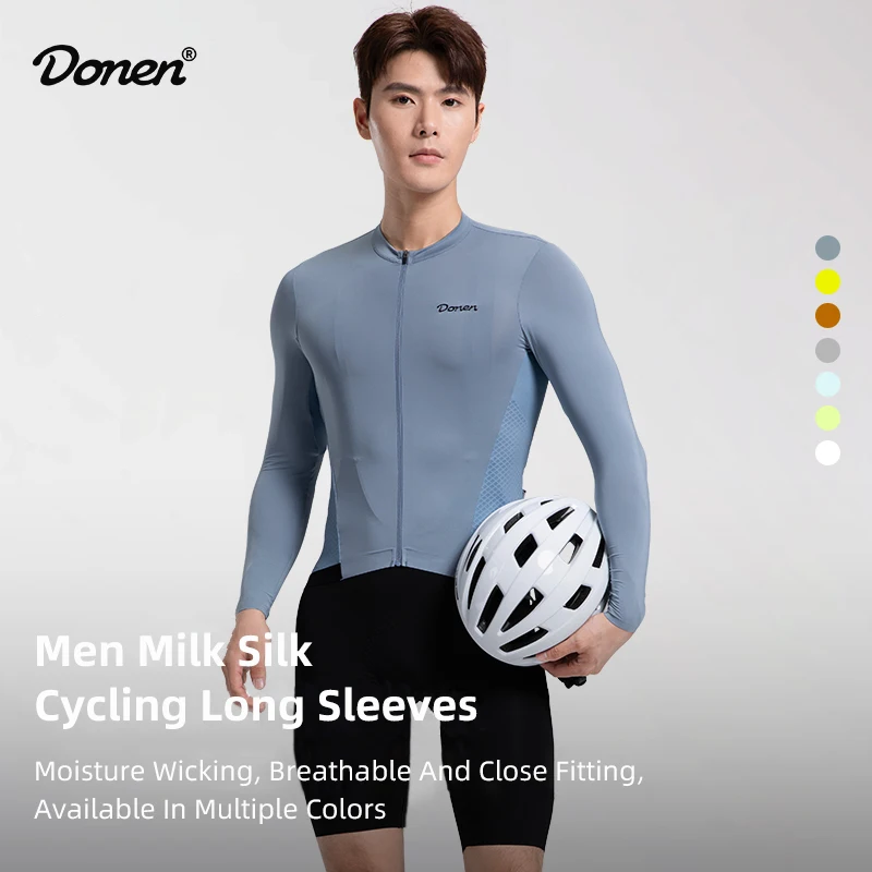 

DONEN велосипедный трикотаж с длинными рукавами для мужчин весна-лето тонкий дышащий высокоэластичный быстросохнущий с карманами MTB дорожный велосипед топ Clo