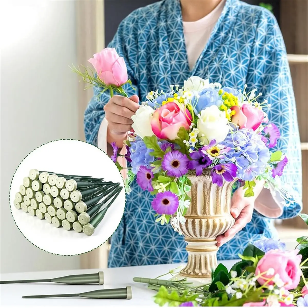 150 Pcs 6 Inch Floral Water Tubes with Rubber Caps for Flower Arrangements