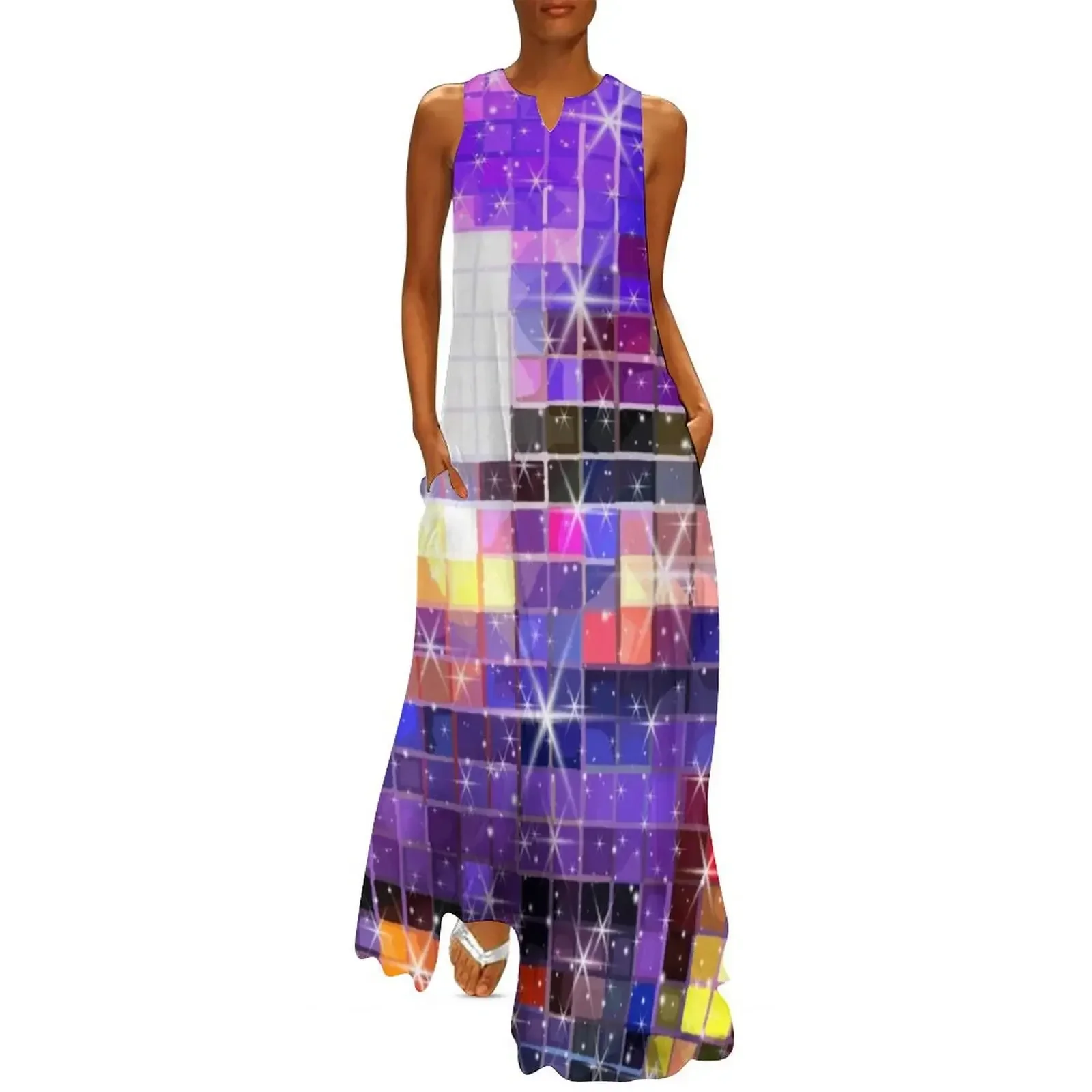 

Twinkle 70s Disco Ball Pattern Long Dress loose summer dress women long dresses clothing women summer 2025 Dress