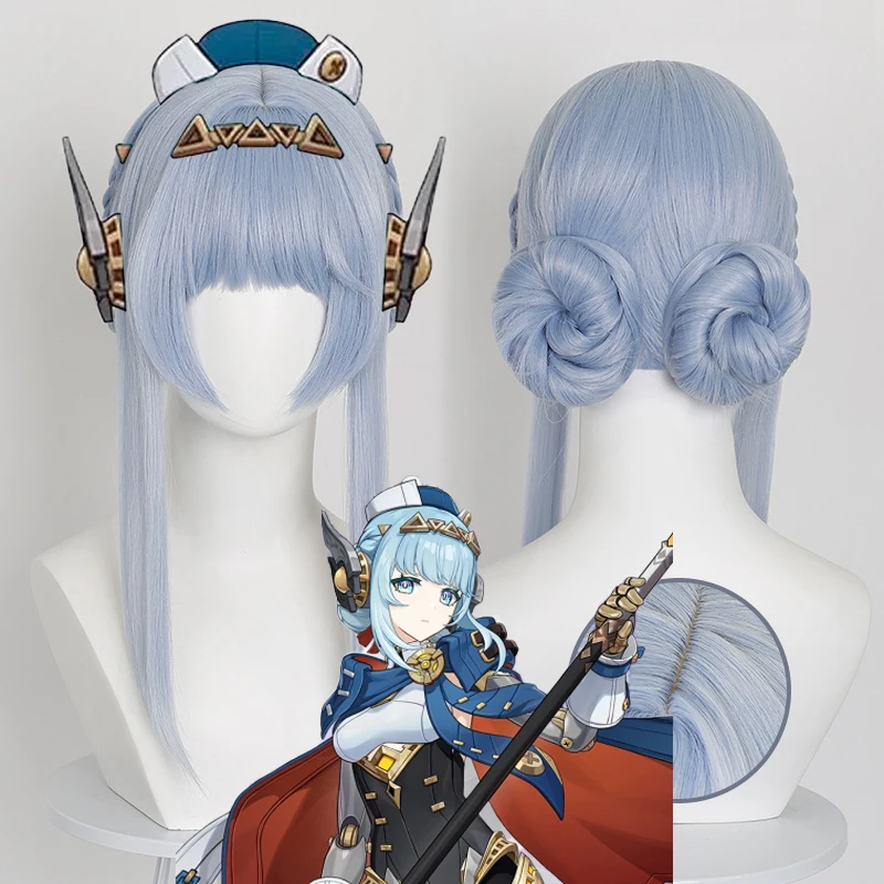

Game Genshin Impact Ineffa Cosplay Wig Girl Lolita Blue Cute Hairstyle Heat Resistant Synthetic Wigs Halloween Prop