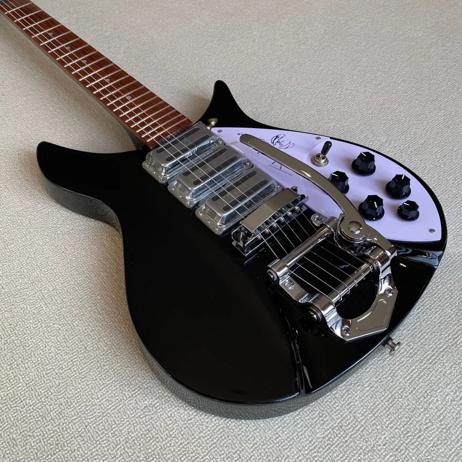 Black Signature Mode Large Tremolo Arm  White Pickguard Electric Guitar HHH Pickup Light Luxury  Item Unisex Free Delivery Gift