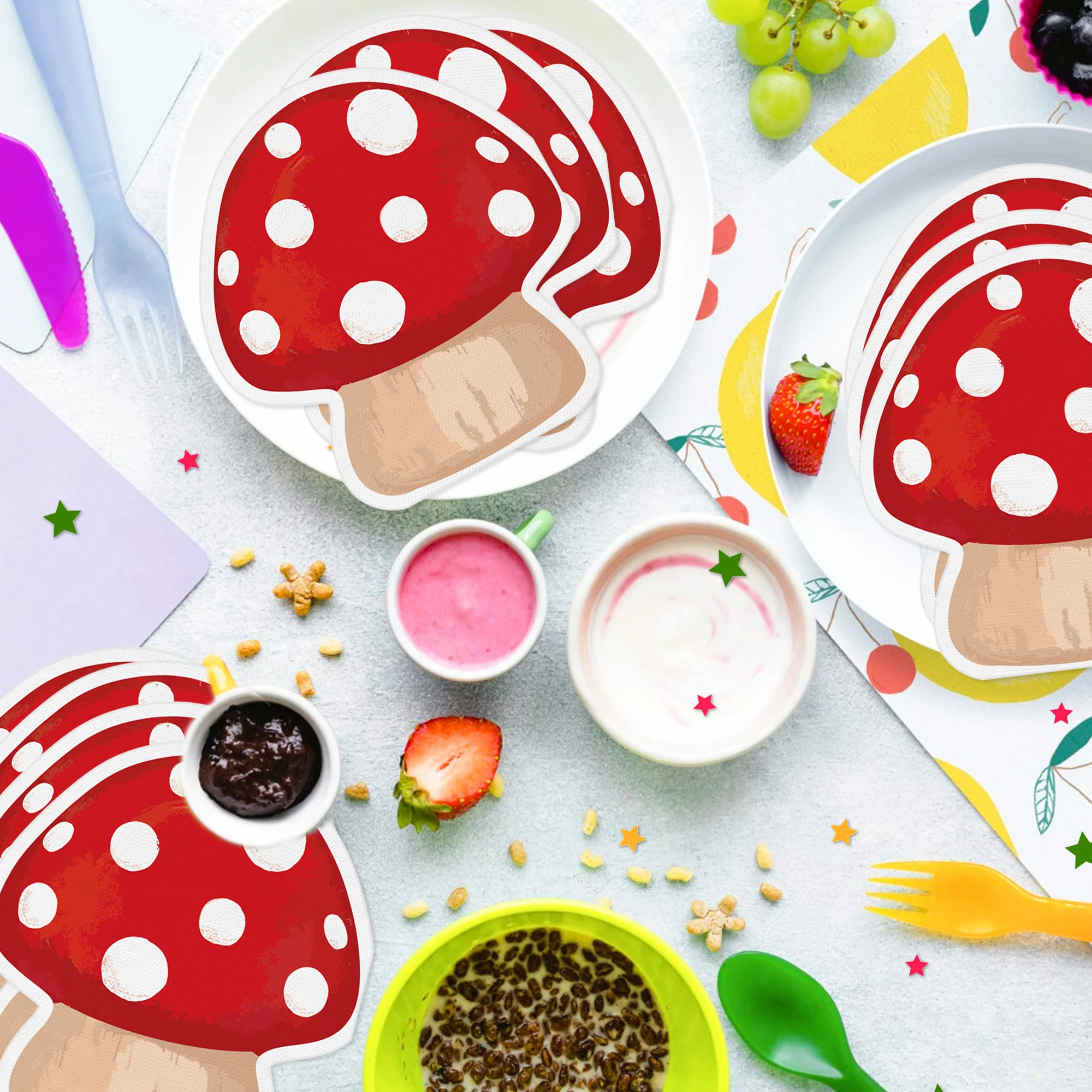 20/100PCS Pilzförmige Serviettentaschentücher Rote Pilztücher Tischdekoration Waldthema Babyparty Geburtstag Partyzubehör – Detail 3
