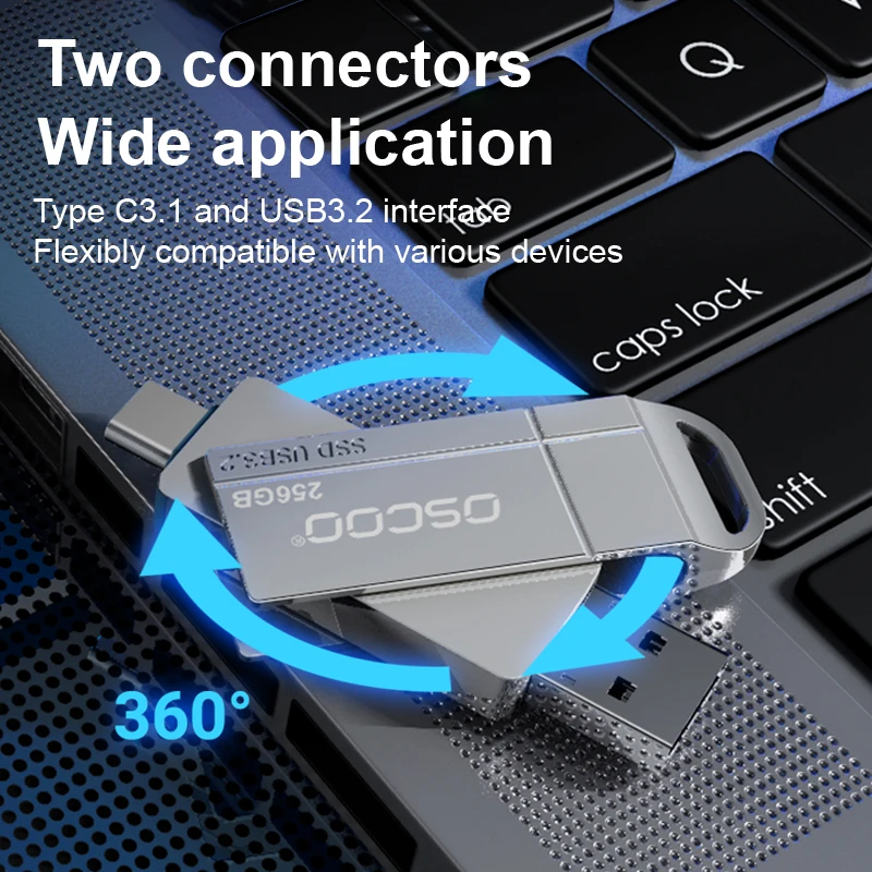 OSCOO SU001 SSD USB-накопитель 256 ГБ 512 ГБ Внешний SSD USB3.2 Gen1 и флэш-накопитель типа C Флэш-накопитель TypeC Скорость чтения до 550 МБ/с