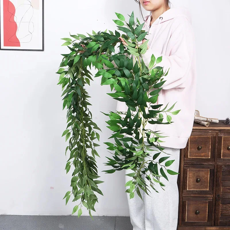 Simulated Jujube Leaf Vine Strips Artificial Green Plants Willow Leaf Vine Strips Used For Wedding Arches And Home Decoration