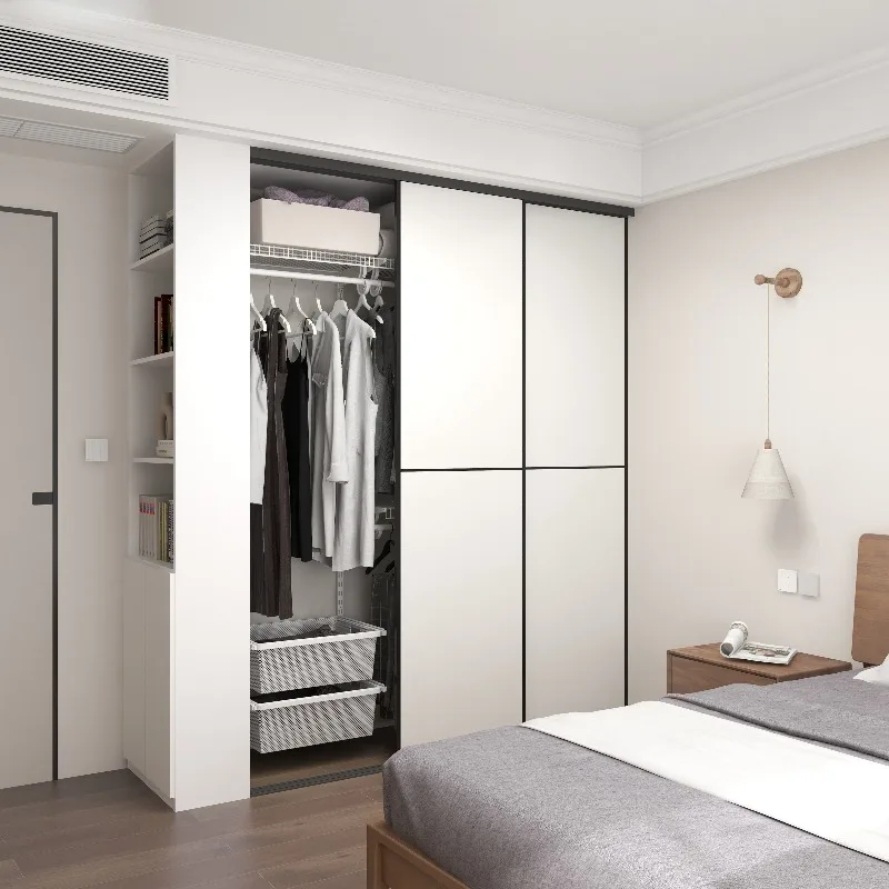 High-end custom open dressing room with ventilated rust-proof metal wall-mounted wardrobe