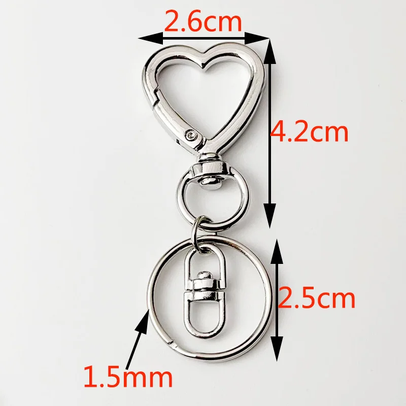 6-12Pcs Metall Herzförmigen Verschluss Zink-legierung Liebe Schlüsselbund Haken Schnalle Auswurf Schnalle DIY Tasche Spielzeug anhänger Anschluss Zubehör – Detail 2