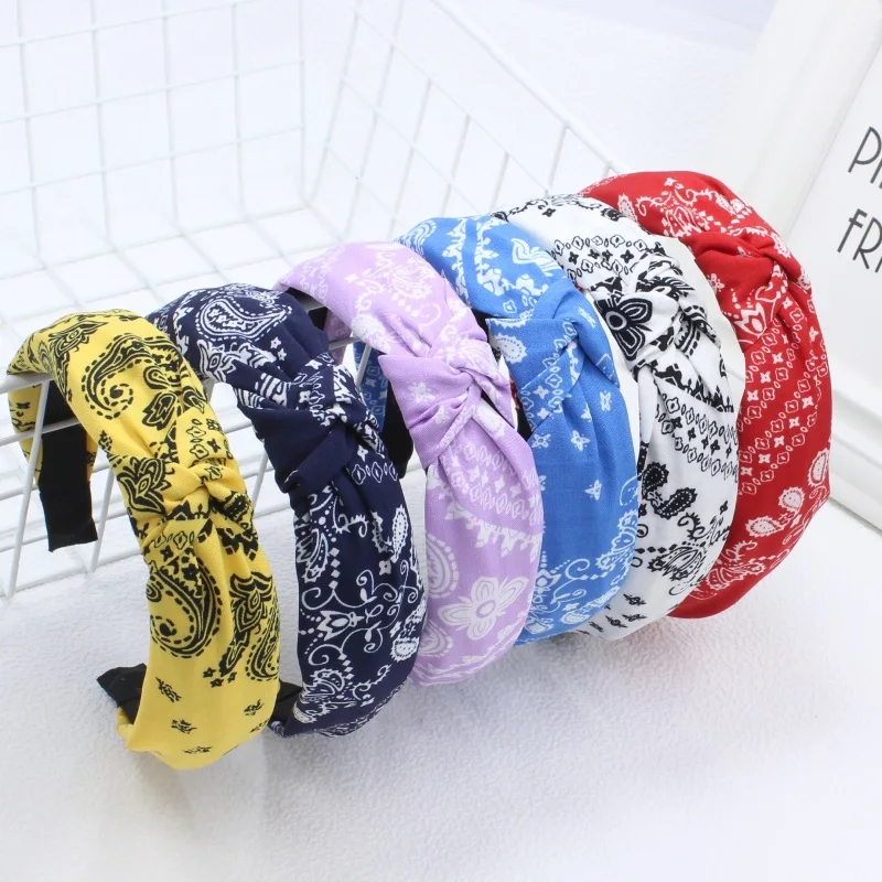 European and American Cashew Nut Flower Headband Fashion Cloth Knotting Headband Retro Hair Accessories Woman