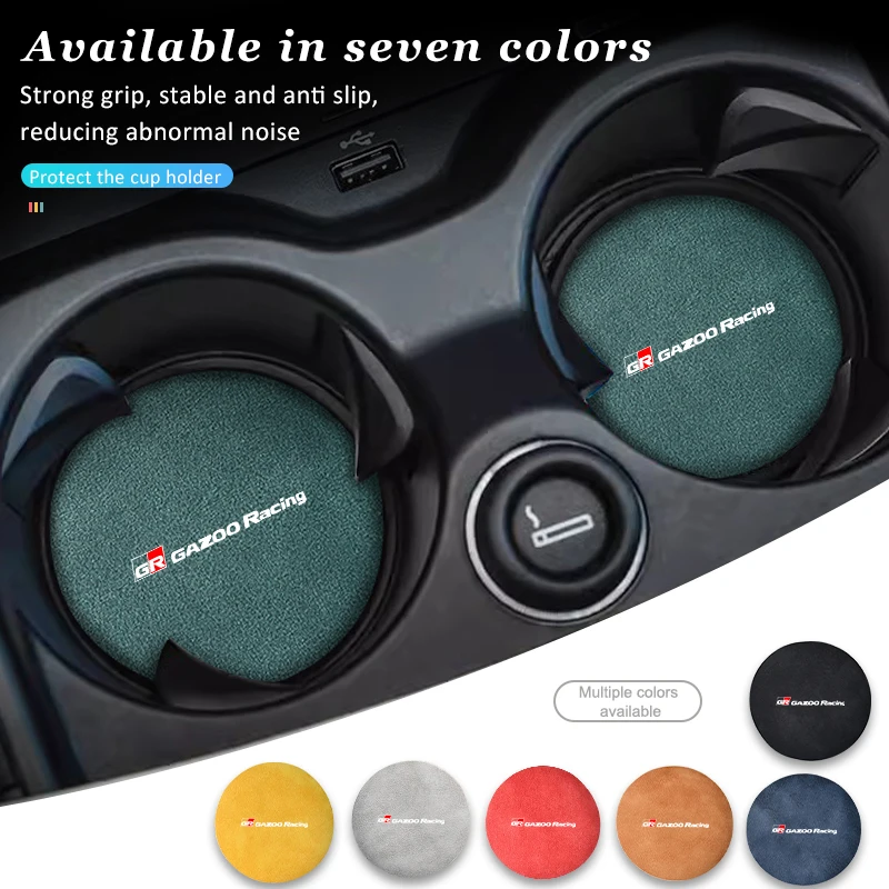 For Toyota Suede Car Coaster Water Cup Drink Holder Anti-Slip Pad GR Sport Gazoo Racing Yaris 86 Corolla Hilux Supra