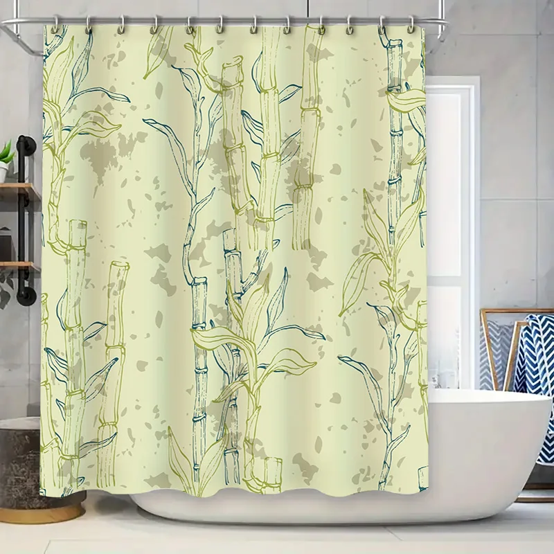 ستارة دش بنمط الخيزران الفني ديكور الحمام الحديث للديكور المنزلي (128 حرفًا) #1