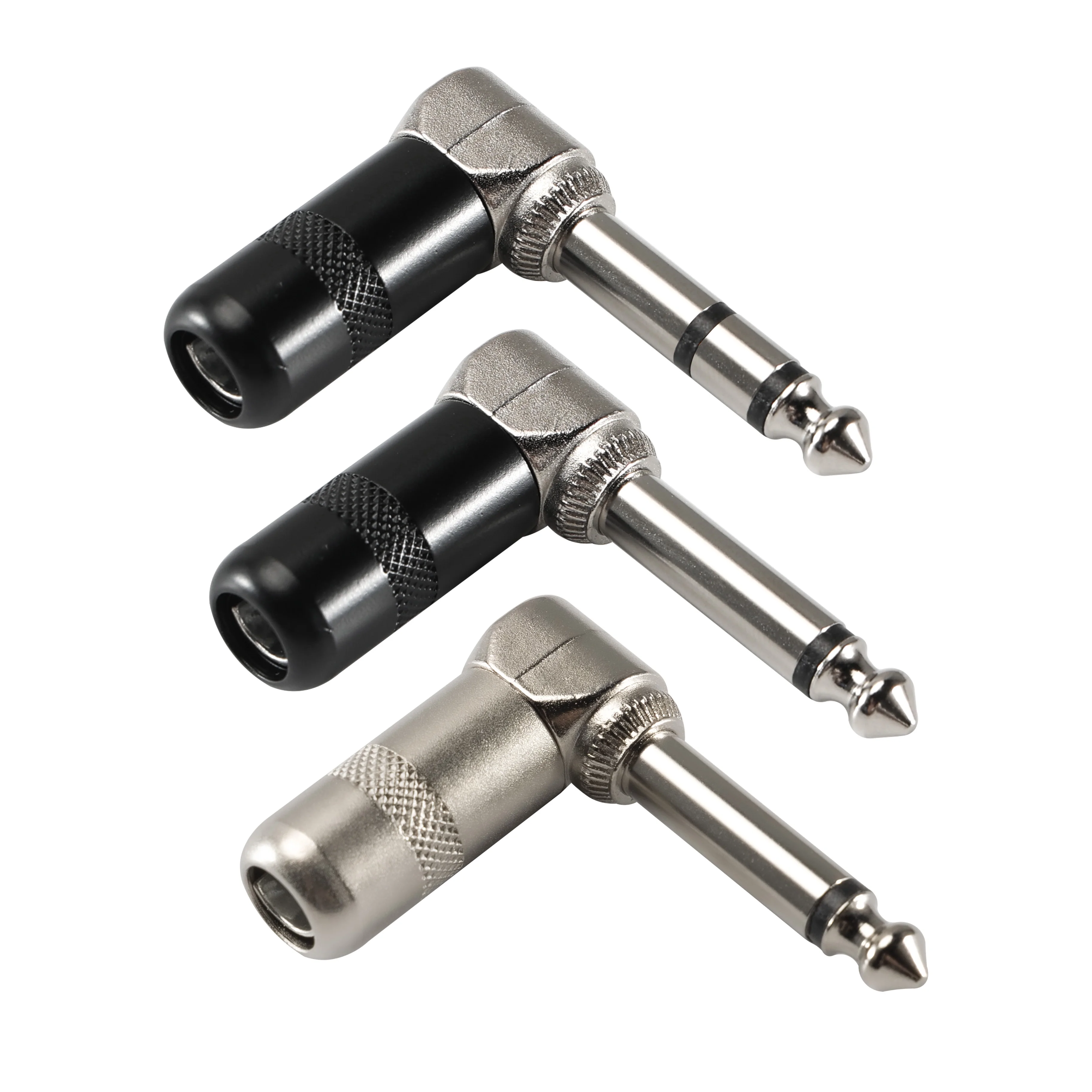 Pro C Krótki Beczka Prosty Kąt 1/4 6.35mm Czarny Nikel Mono Stereo Wtyk Audio Męski do Miksera Gitarowego Efektów Patch Cable
