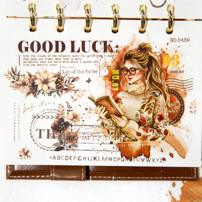 Journal GO 10pcs Vintage Reading Girl Stickers DIY Craft Scrapbooking Album Junk Journal Decorative Sticker Planner Card Making