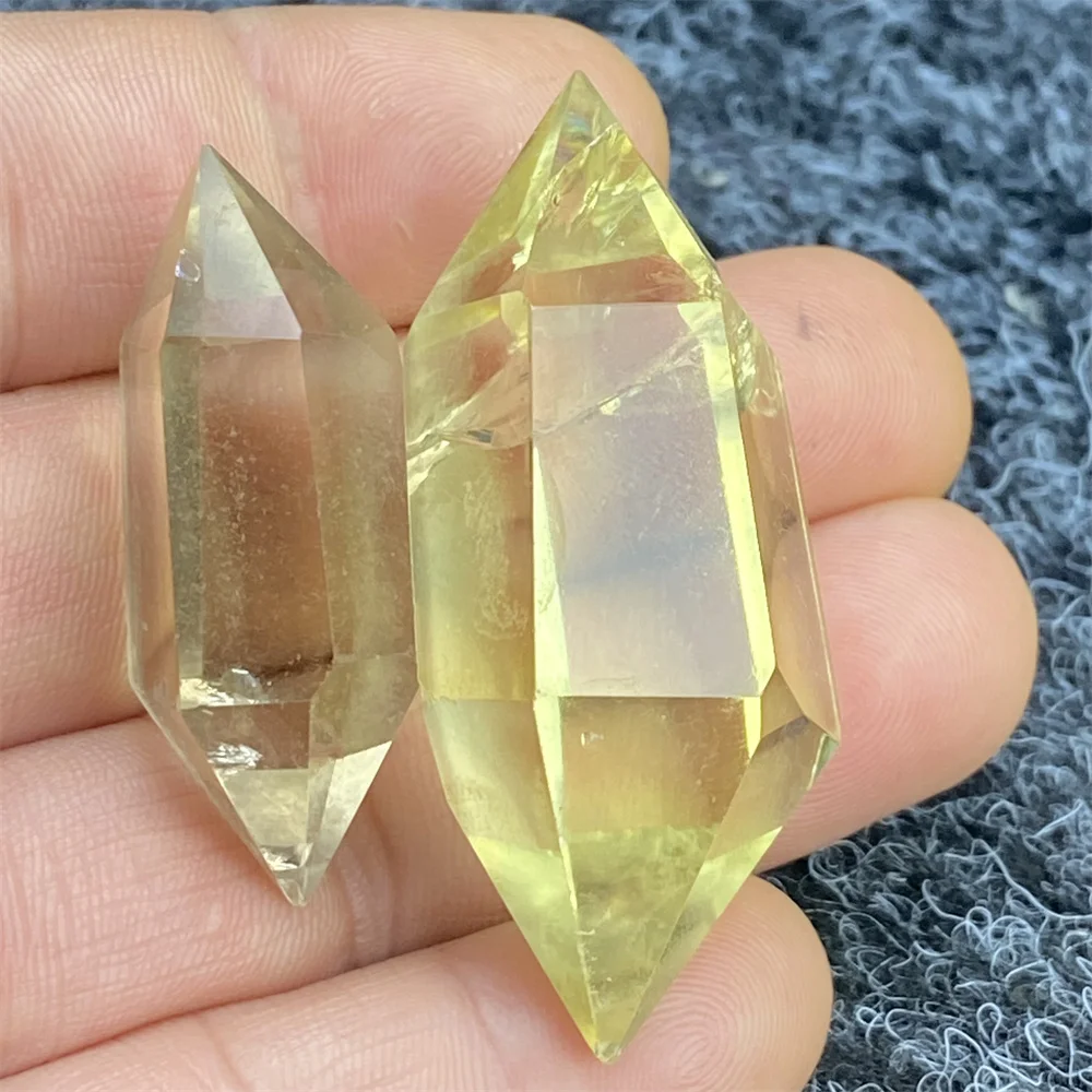 40g Natural Clear Citrine Double Tip Energy Bar Reiki Healing Crystal Points Garden Home Decor Feng Shui Wealth Gift Meditation