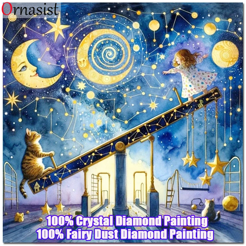 Cartoon Girl 100% Fairy Dust Diamond Painting Full Crystal Drill Diamond Mosaic ricamo kit donna strass Art Home Decor