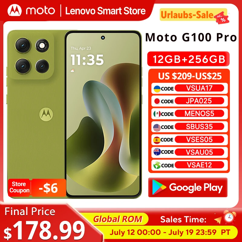 Motorola Moto G100 Pro SmartPhone Dimensity 7300 Global ROM  6.7-inch 1.5K pOLED 120Hz Display 50MP AI Camera 6720mAh Cellphone