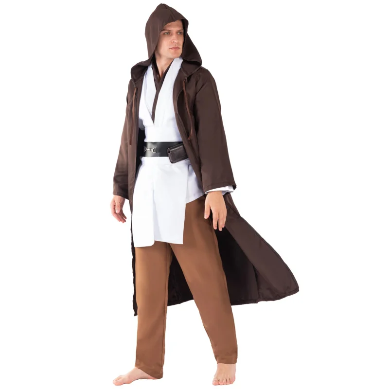 大人男性コスプレ衣装映画キャラクター衣装ジェダイ騎士チュニックローブフード付きマントフルセット服ハロウィンパーティースーツ