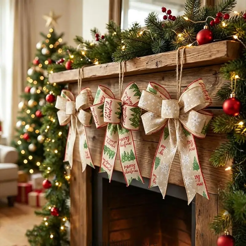 Weihnachtsband aus weichem Stoff zum Aufhängen an Bäumen und zur saisonalen Präsentation Innenbereich, 3 x – Detail 10