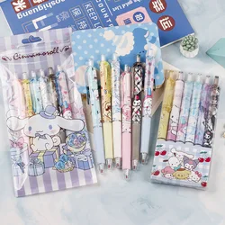 6Pcs/Set Sanrio Kuromi 0.5mm Gel Pens Set Cute School Student Hello Kitty Press Gel Pen Cartoon Kawaii Stationery Supplies Gift