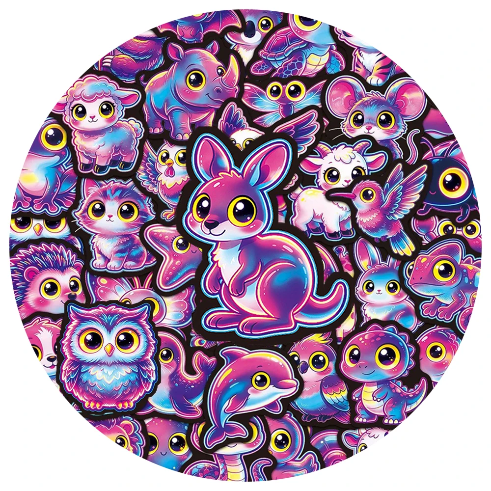 10/30/50pcs Kawaii Neon Big Eyed Animal Stickers Cute Creative Graffiti Decals Stationery Laptop Phone Guitar Sticker Wholesale