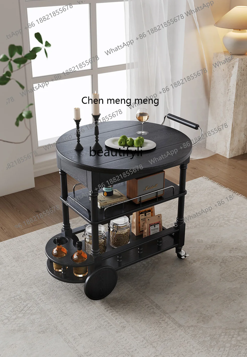 

X Retro trolley household folding dining car, movable side table