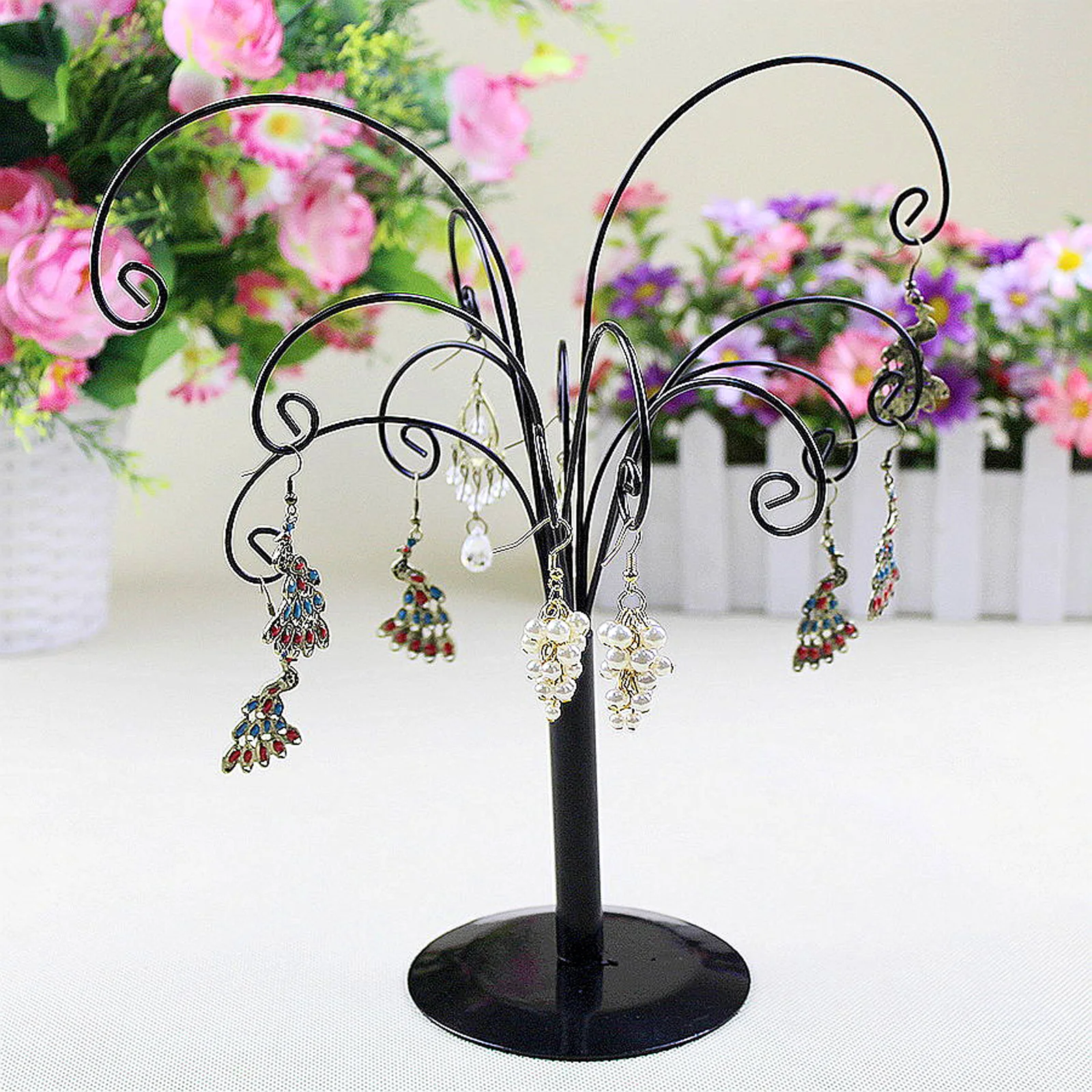 Storage Rack Display Stand Ornament Tree Shape Multifunctional Wrought Iron For Earrings Pendant Bracelet Watch Decorative Frame