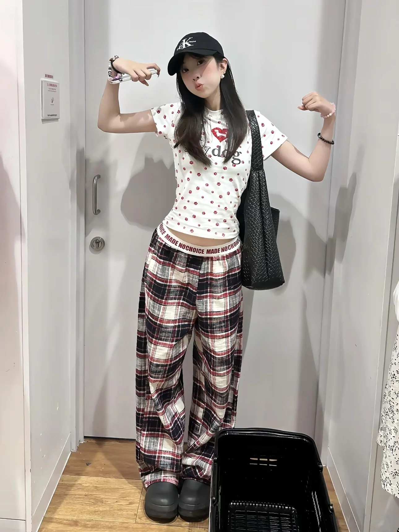 

American Retro Contrast Color Cheered Casual Wide Leg Pants ex Four Seasons Versatile Loose Slim Straight Design Long P...