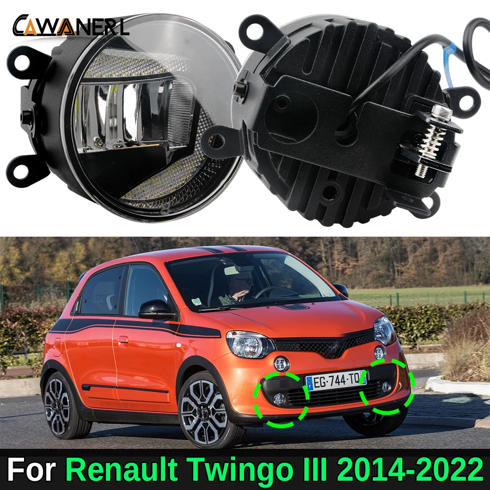 2 Pieces Car Right + Left Aluminum LED Fog Light DRL For Renault Twingo III 2014-2022 Canbus Fog Daytime Running Lamp White 12V