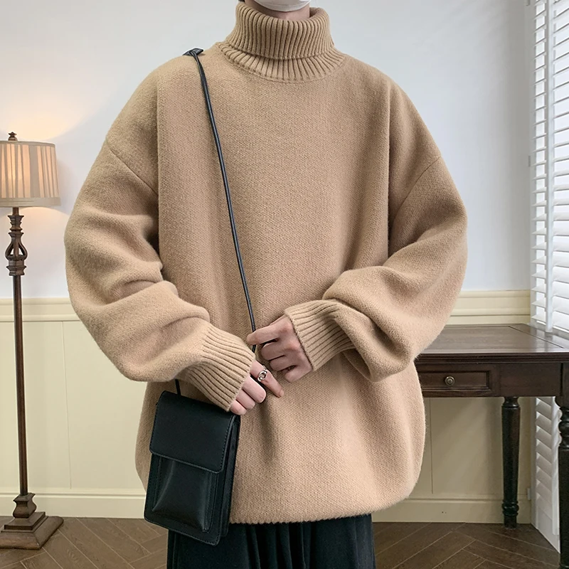 

2023 Winter Men Turtleneck Sweaters Mens Oversized Sweater Pullover Women Knitted Jumpers Vintage Pullovers Clothing