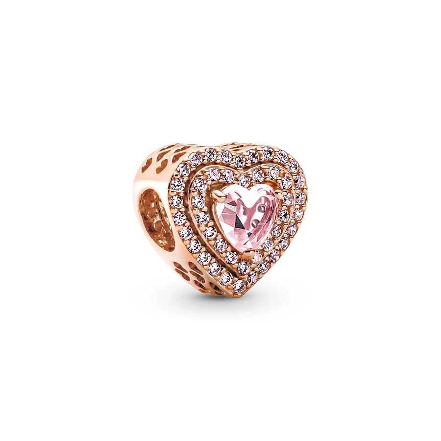 Sparkling Rose Gold Plated Lucky Horseshoe、Entwined Heart Charm Bead Fit Original Pan Brand Silver 925 Bracelet DIY Jewelry Gift