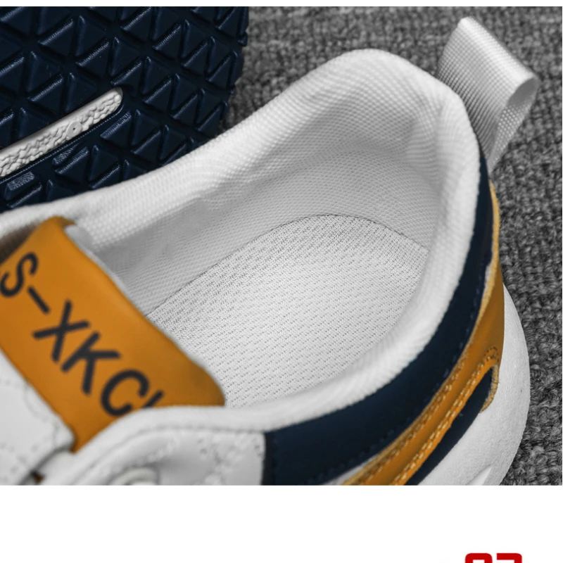 Tênis de couro vulcanizado masculino, sapato de slip-on, casual, confortável, esportivo, ao ar livre