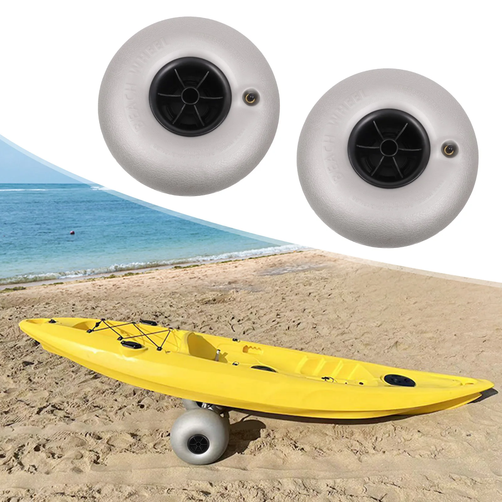 

10 inches 2 Pack PVC beach inflatable wheels Beach Replacement Balloon Wheels Tires Labor Saving in Transportation Easy to Carry