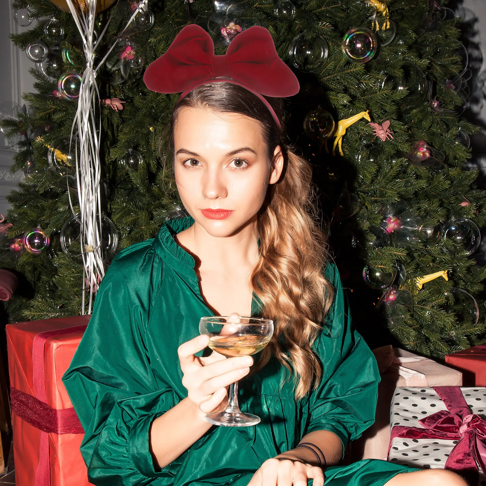 

1Pcs Red Bowknot Hairband Trendy Lace Headband Good Texture Stylish Design Women Fashion Hairband for Party Trip School