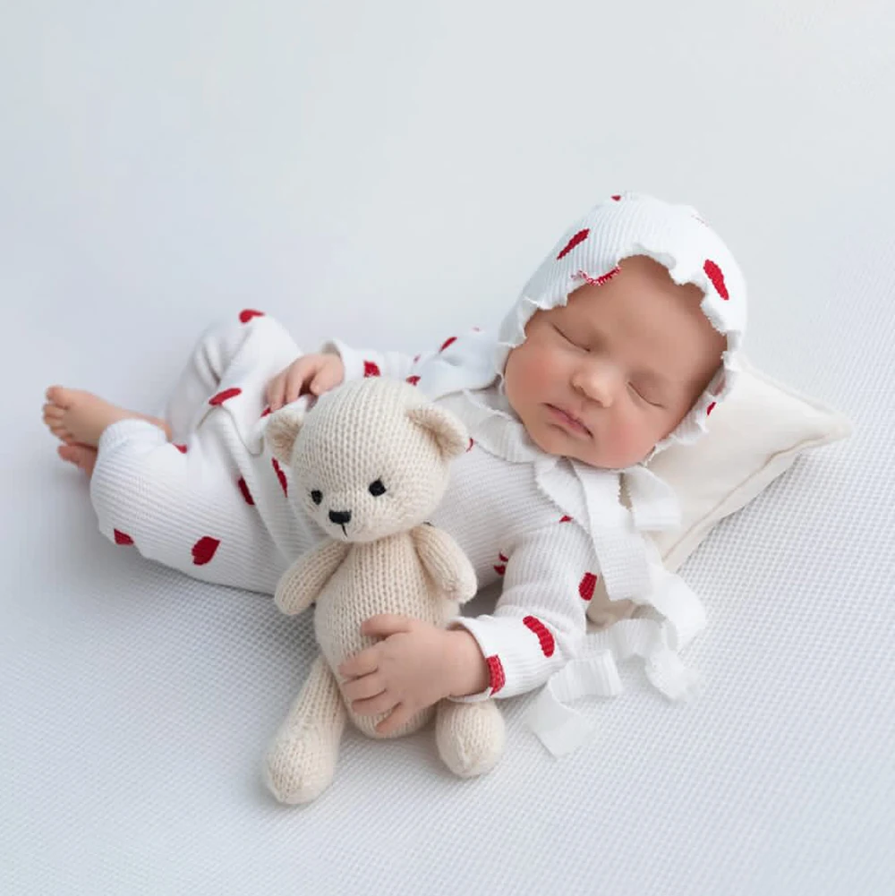 القلب موضوع الوليد التصوير الدعائم طفل رضيع متماسكة رومبير وقبعة مجموعة الرضع صورة تبادل لاطلاق النار الزي لينة استحمام الطفل هدية الملابس