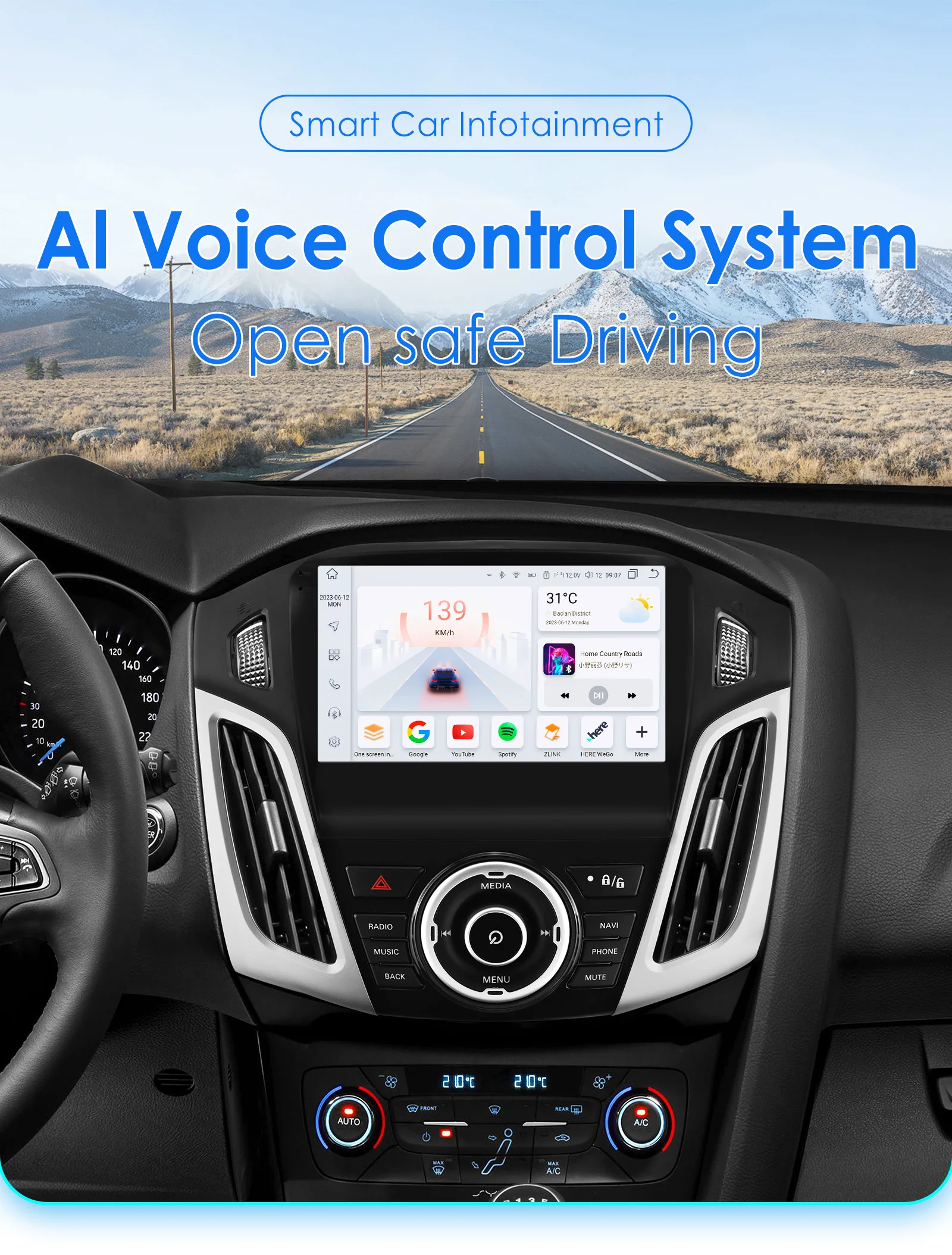2DIN Wireless Carplay Android 14 Autoradio für Ford Focus 3 MK3 2011 - 2019 Multimedia-Player GPS 360 Kamera Bildschirm 9 Zoll Head Unit