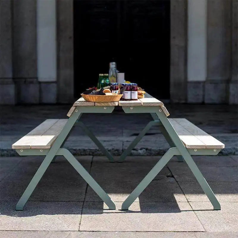 One-piece outdoor table and chair combination Park scenic spot Balcony Leisure chair Milk tea Catering courtyard Outdoor long