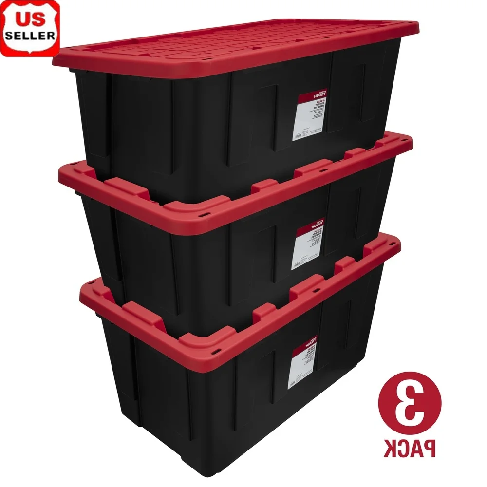 

Extra Large Storage Bins 40 Gallon Plastic Containers Snap On Lid Stackable Storage Totes Organizers Pack of 3 Durable Lockable
