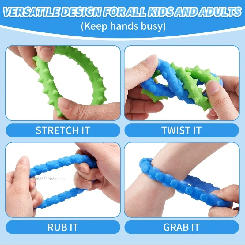 4PCS Bracelet Sensory Fidget Toys for Kids Adults Soft Sensory Decompression Toy Touch Desensitization Training Bracelets New
