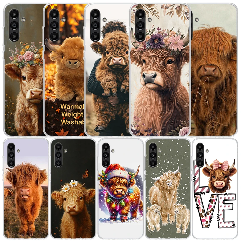 Cute Highland Cow Cover for Samsung Galaxy A17 A37 A57 A16 A26 A36 A56 A15 A14 A55 Phone Case A13 A53 A25 A35 A24 A34 A23 A33 Ga
