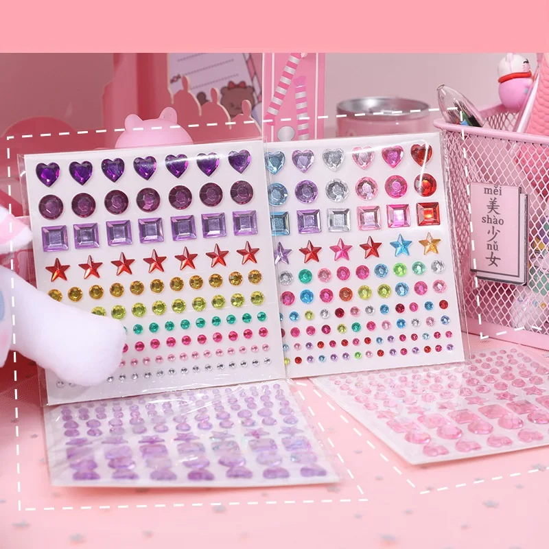 1pc Crystal Cute Stickers for Kids Kawaii Phone Case Nail Book Decor Scrapbooking Start Round Photo Frame Decoration Stickers