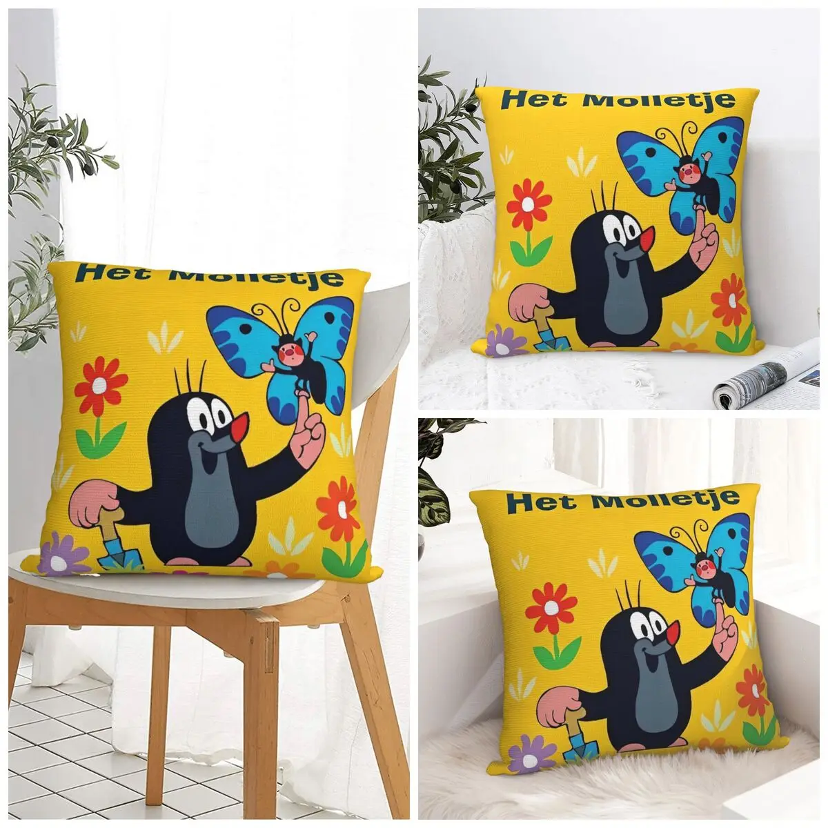 The Little Mole كيس وسادة فراشة الجدة غطاء وسادة تصميم ناعم غطاء الوسادة سادات ل أريكة غرفة نوم ديكور المنزل