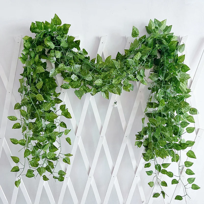 2.1m Artificial Plant Vine Green Ivy Leaf Garland Silk Wall Hanging Vine Home Garden Decoration Wedding Party DIY Garland Leaves