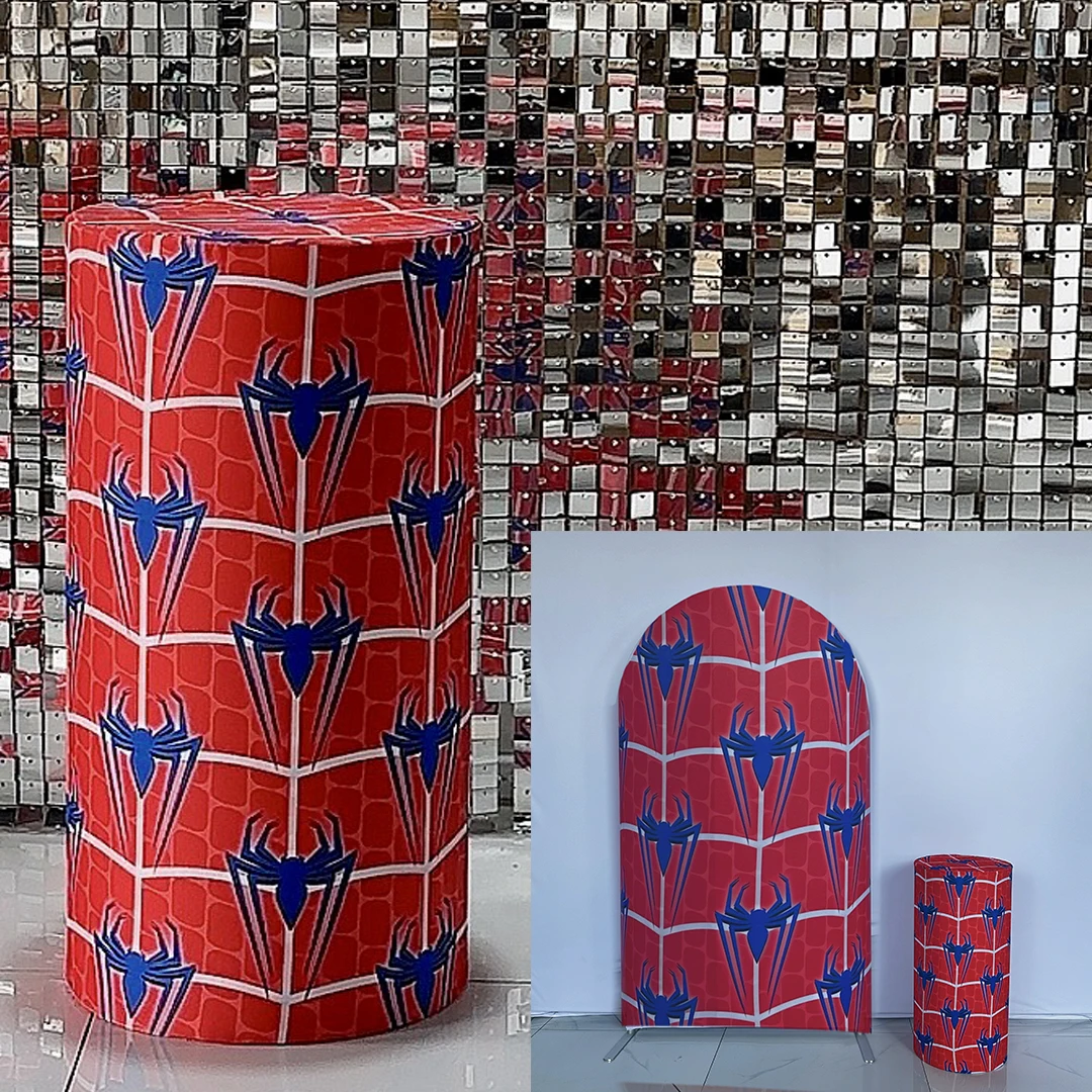 Синие цилиндрические Чехлы в виде паука, Красный Эластичный чехол-подставка для дня рождения, скатерть для будущей мамы, десертов, декоративный реквизит NO-1120