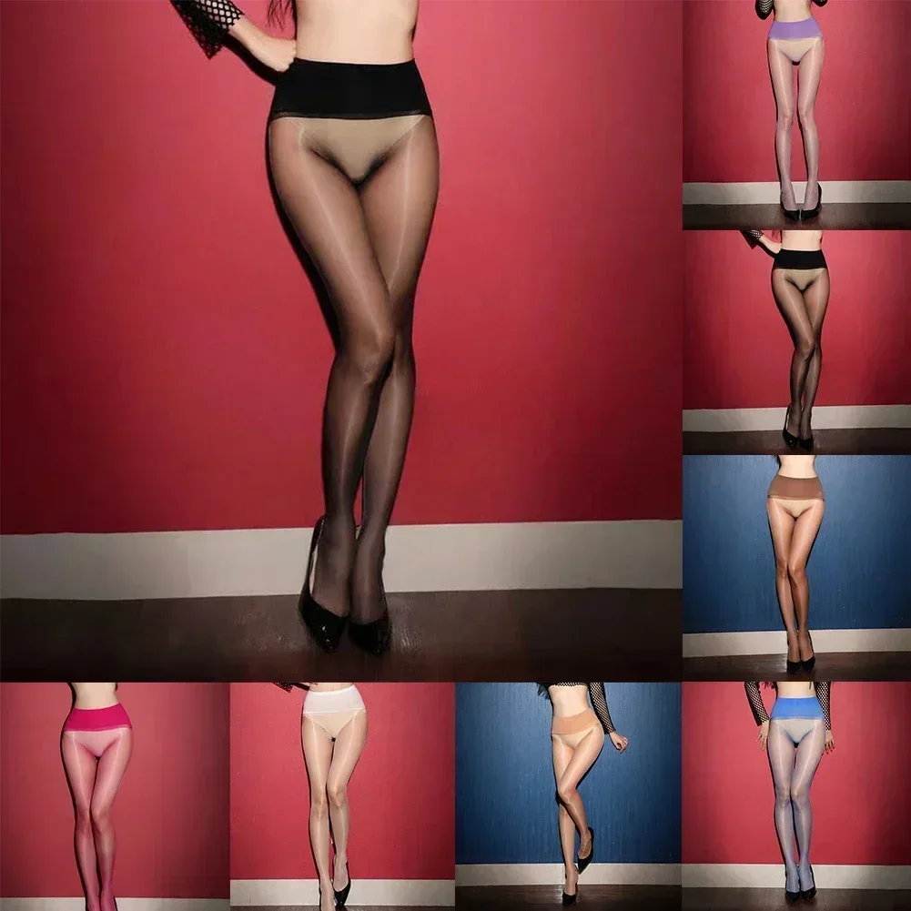 

Women Ultra Sheer Pantyhose Sexy Deep Crotch Seamless Stockings Panty Tights with High waisted Design Oily Shiny